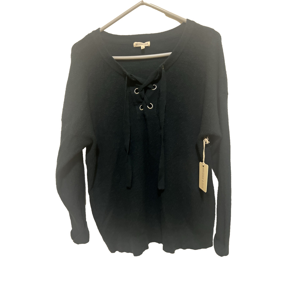 Margeaux & Ellie Women’s Emerald Green Pullover Sweater Tie Neck Size Large NWT